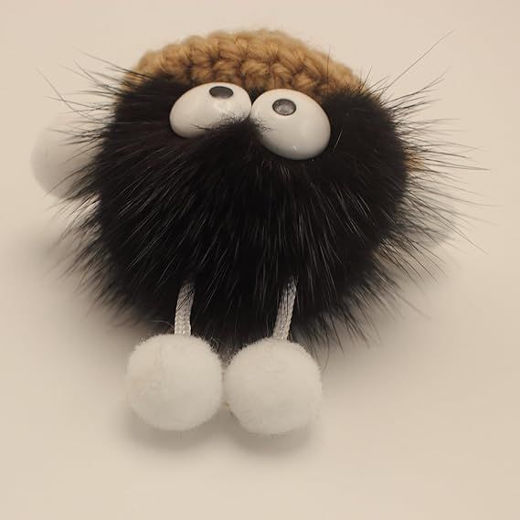 Soft fluffy woolen plush keychain with cute woven ball design, perfect for bags, backpacks, or car accessories.