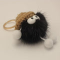 Soft fluffy woolen plush keychain with cute ball design for women, perfect for backpacks, purses, or car accessories.