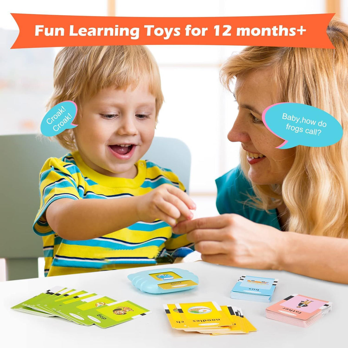 Talking cards with 224 sight words from Everything Baby, educational Montessori toy for speech therapy and sensory learning.