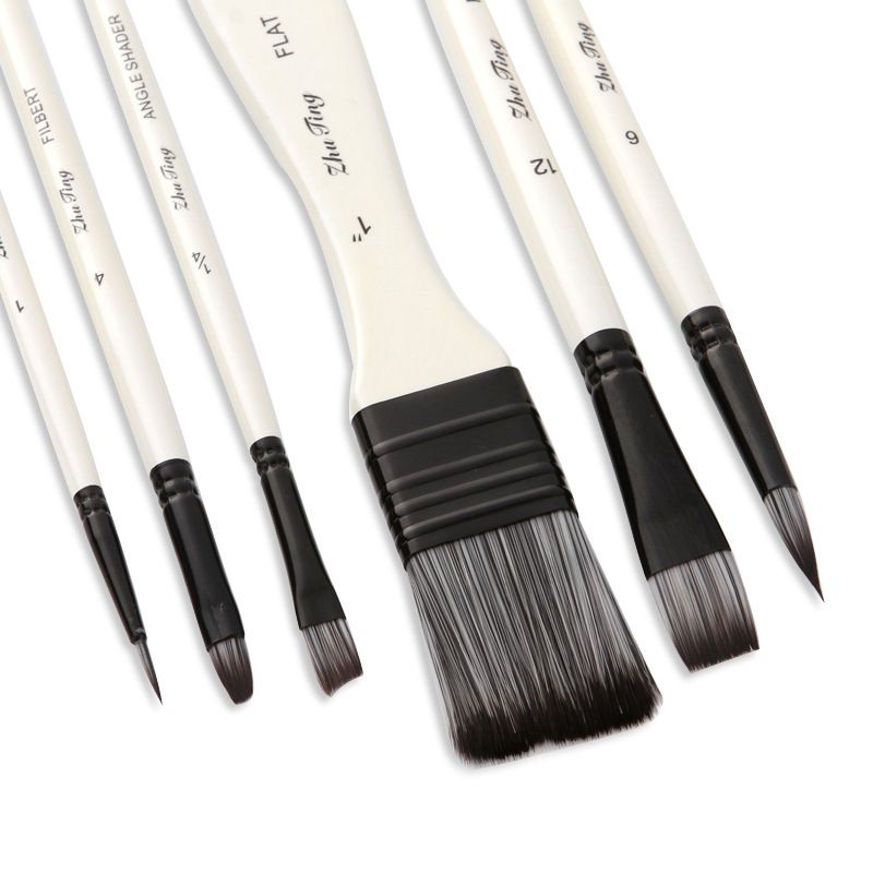 Set of 10 art paint brushes for kids with carrying case, suitable for acrylic, oil, watercolor, and gouache painting.