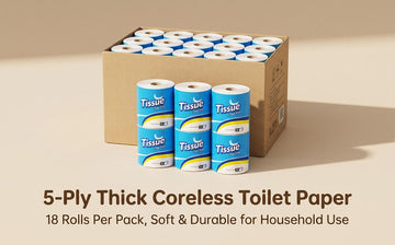 Coreless Toilet Paper, 18 Rolls Per Carton
