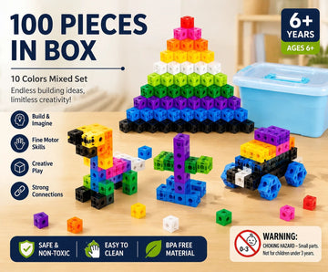 100pcs With Storage Box 10 Colors Mixed PP Square Blocks