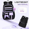 Girly 3-piece kids' backpack set by Everything Baby, water-resistant nylon, lightweight with insulated lunch bag for school and travel.