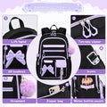 Black girly 3-piece kids' backpack set by Everything Baby with durable nylon, water-resistant design, large capacity and insulated lunch bag