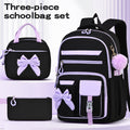 Pink and white girly 3-piece kid's backpack set by Everything Baby, includes water-resistant nylon backpack and insulated lunch bag.