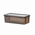 Large clear plastic pencil case with snap lid, ideal for storing crayons, markers, and art supplies for kids.