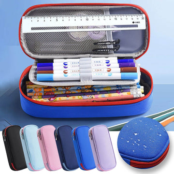 Durable fabric large capacity pencil case with zipper from Everything Baby, ideal for organizing pens and college supplies.