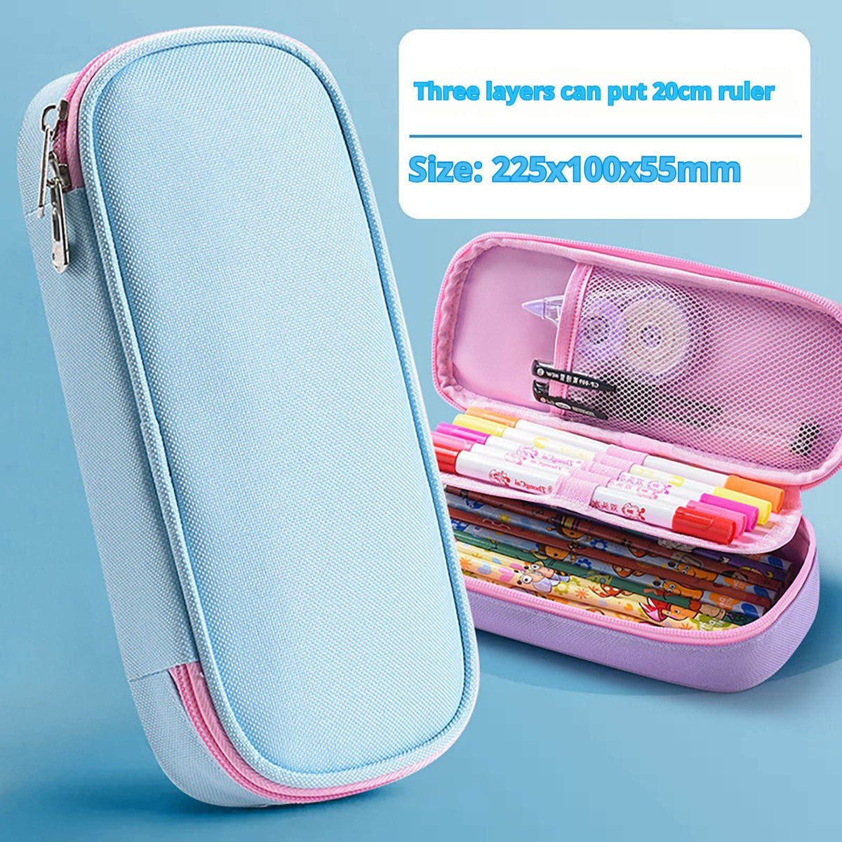 Durable fabric large capacity pencil case with zipper, ideal for office and college supplies, by Everything Baby.