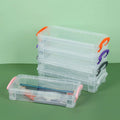 Large clear plastic pencil case with snap-tight lid, ideal for storing crayons, markers, and pens for kids.