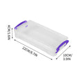 Large clear plastic pencil case with snap-tight lid, designed for crayons and markers, by Everything Baby, ideal for kids' art supplies.