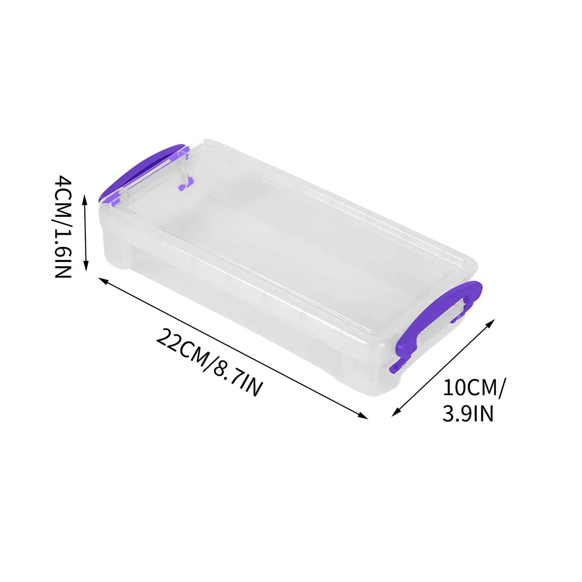 Large clear plastic pencil case with snap-tight lid, designed for crayons and markers, by Everything Baby, ideal for kids' art supplies.