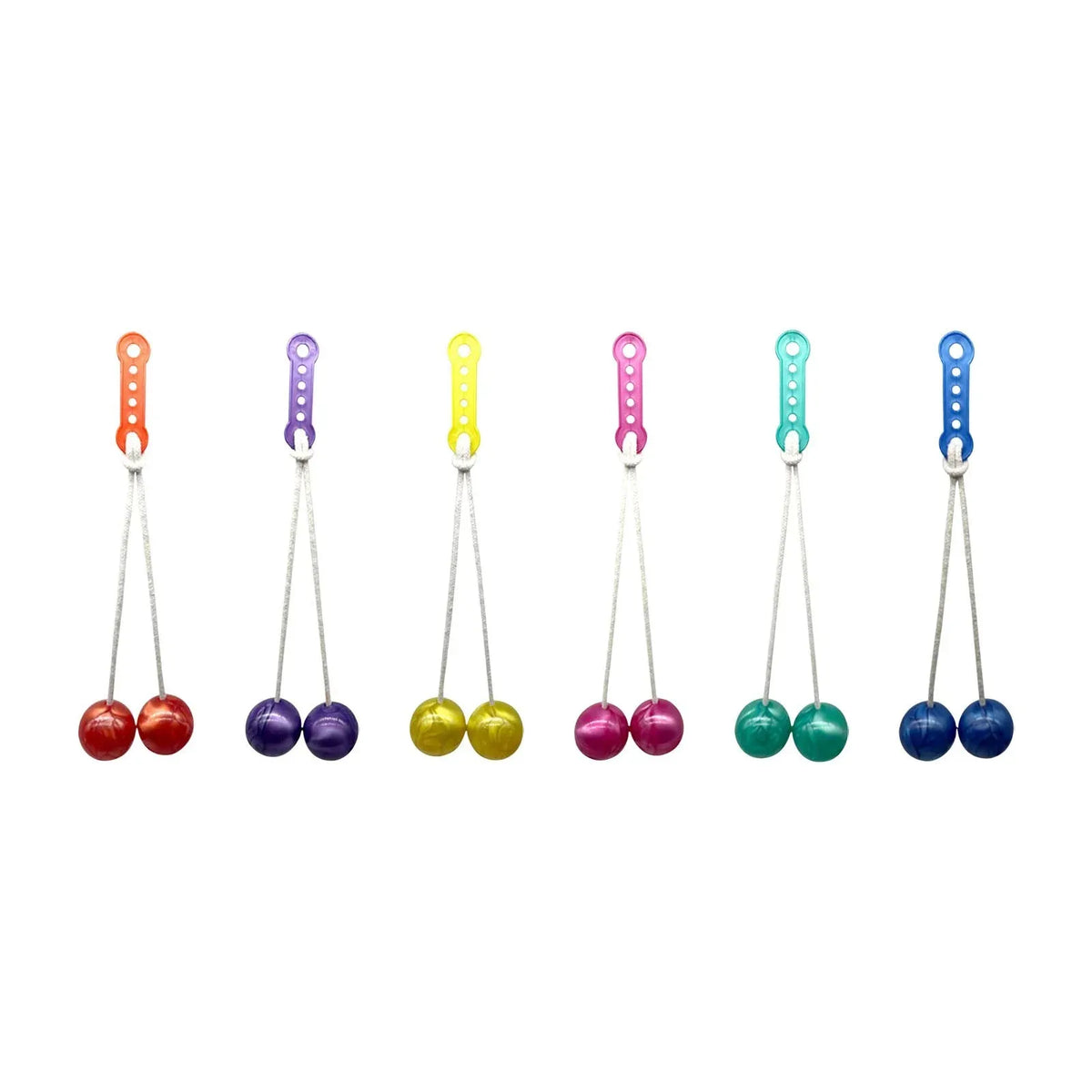 Colorful Clackers Balls toy by Everything Baby, swinging kinetic stress relief toy for kids, promotes fine motor skill development.