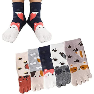 Galaxy Toe Socks for Children 5 Pairs Cartoon Animal Pattern Five Finger Socks 3-7 Years Color 2_MGF