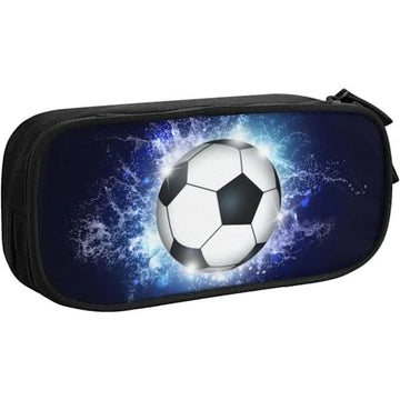 NA/Blue sports pencil case with soccer theme, spacious and durable pencil case with zippers, soccer pencil case Soccer Blue Soccer,y