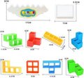 Colorful 48-piece Tetra Tower balance game and 3D building puzzle set by Everything Baby for kids and family fun.