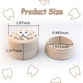 Natural wooden tooth fairy box with printed lid, mini tweezers, beige small keepsake case for storing baby teeth, suitable for kids.