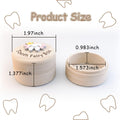 Wooden Tooth Fairy Box with lid and mini tweezers for kids' baby teeth storage, natural round wood keepsake case.
