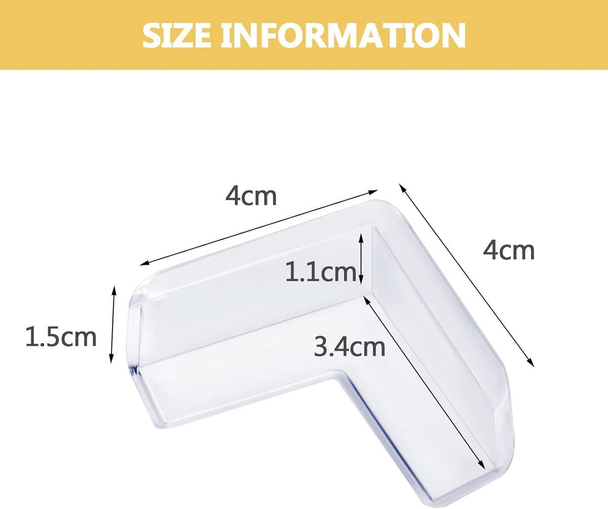 8-pack transparent baby corner protectors with adhesive L-shaped guards for child safety on tables and furniture in home nurseries