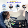Gray foldable airplane seat extender for toddlers with Oxford fabric and anti-slip base, ideal for kids sleeping on flights.