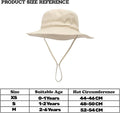 Baby Sun Hat by Everything Baby, breathable cotton wide brim bucket hat with adjustable chin strap for outdoor beach travel.