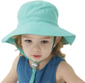 Pink baby sun hat with wide brim, breathable cotton, foldable bucket style for infants, outdoor beach travel, size 44-46 cm