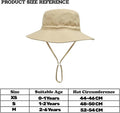 Baby sun hat by Everything Baby with wide brim, breathable cotton, foldable design, chin strap, in khaki for infants 0-8 months.