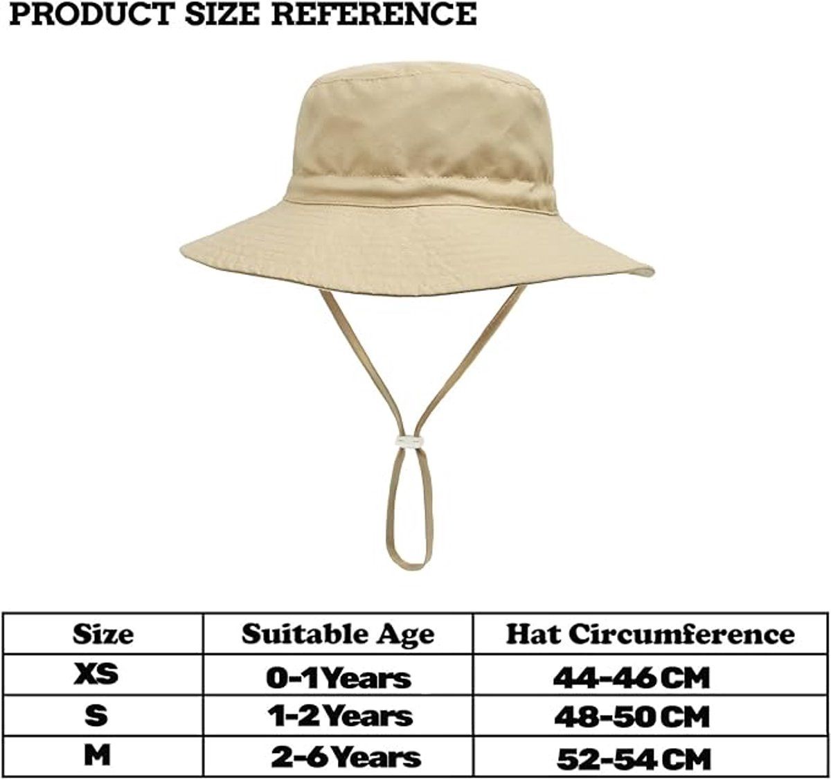 Baby sun hat by Everything Baby with wide brim, breathable cotton, foldable design, chin strap, in khaki for infants 0-8 months.