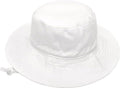 Baby sun hat with wide brim, lightweight breathable cotton, foldable beach bucket hat for infants 0-8 months, white color.