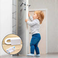 White 4-pack door finger pinch guard set with hooks, ABS anti-slam buffers for child safety, suitable for babies, kids, and pets.