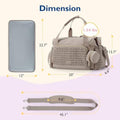 Large capacity grey diaper bag tote with wide opening, multiple pockets, changing pad, and pacifier case for travel and hospital use.