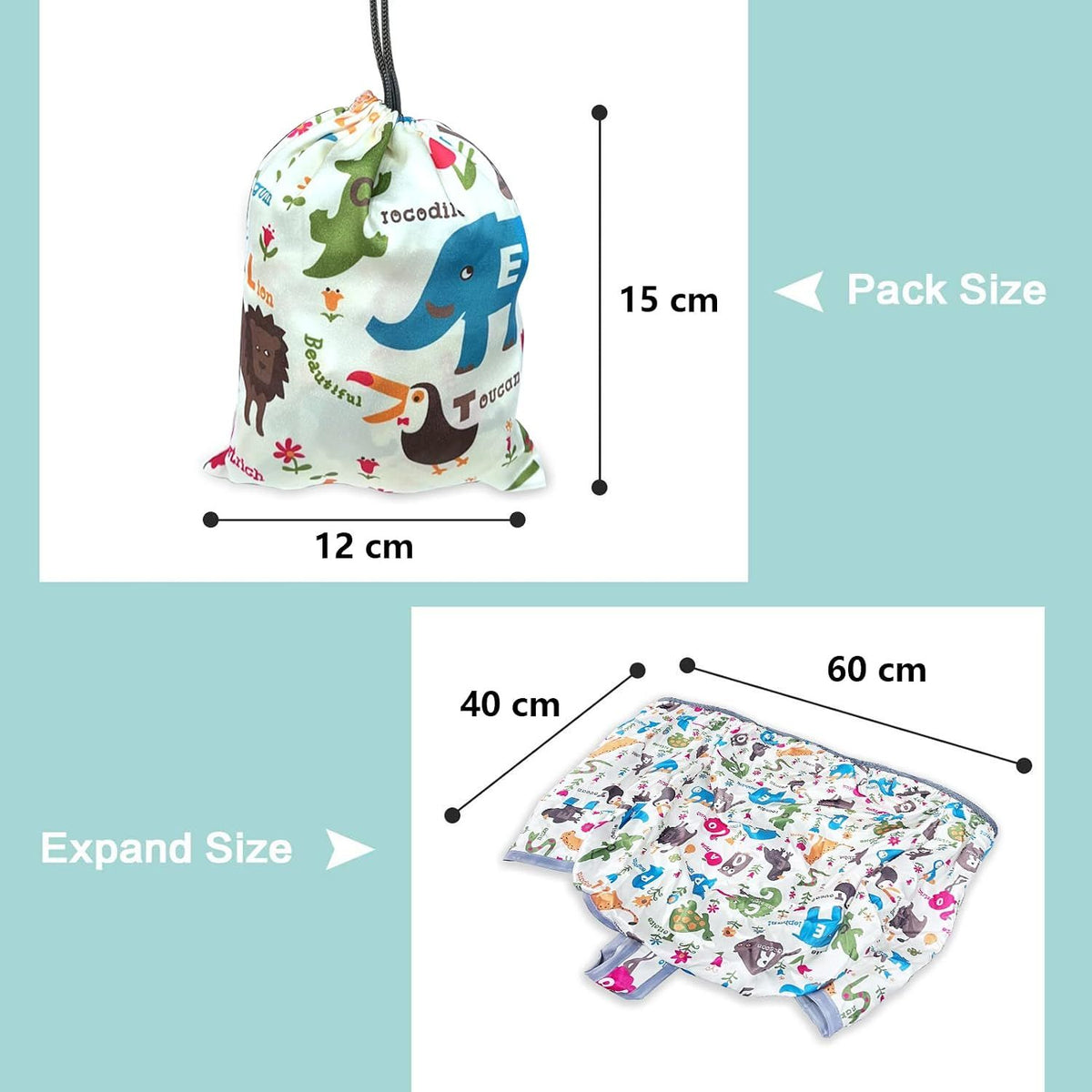 Baby shopping cart and high chair cover by Everything Baby, with carry bag, designed for safe, comfortable seating for kids.