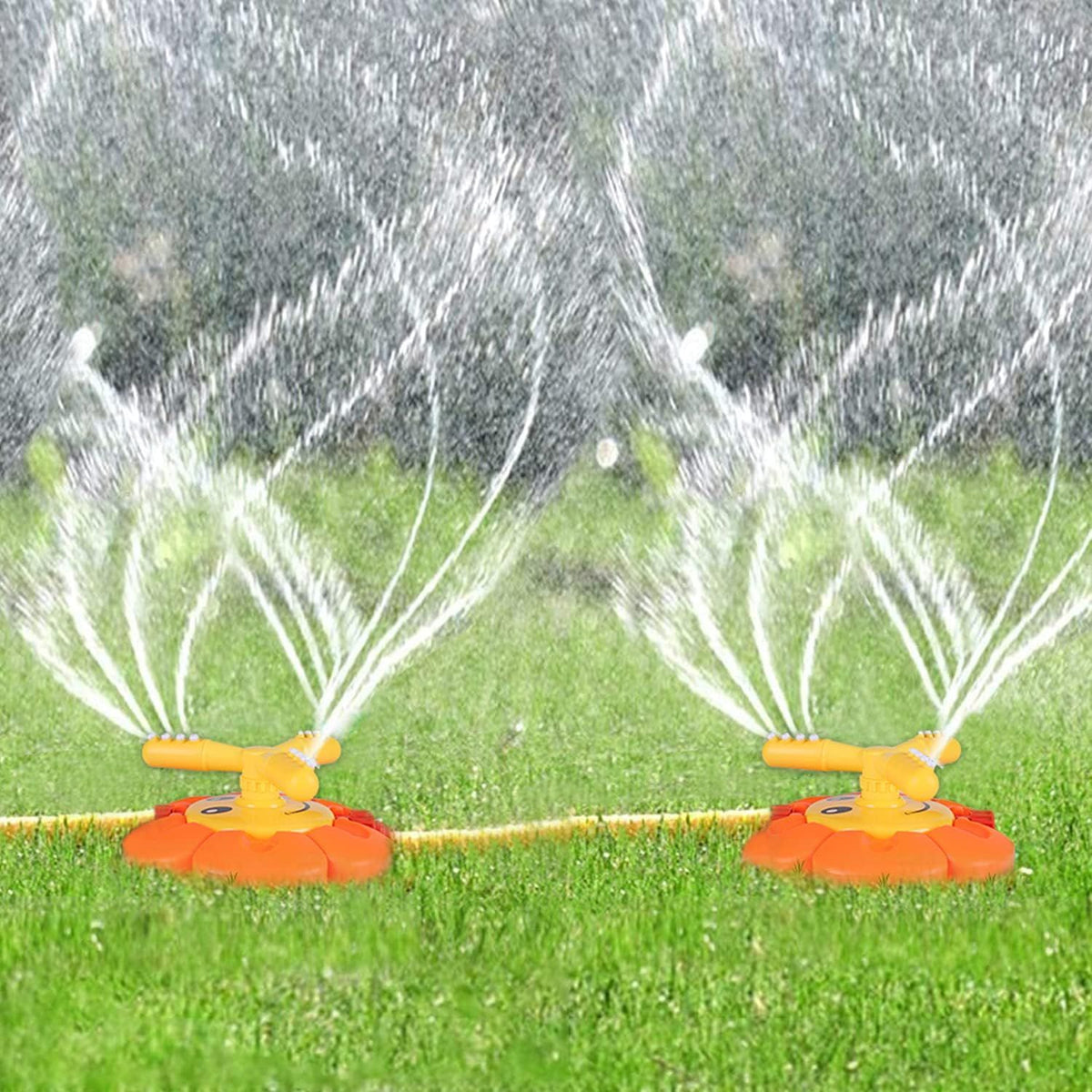 Children's water sprinkler from Everything Baby, 360-degree rotating outdoor toy with hose connection for kids' outdoor play.