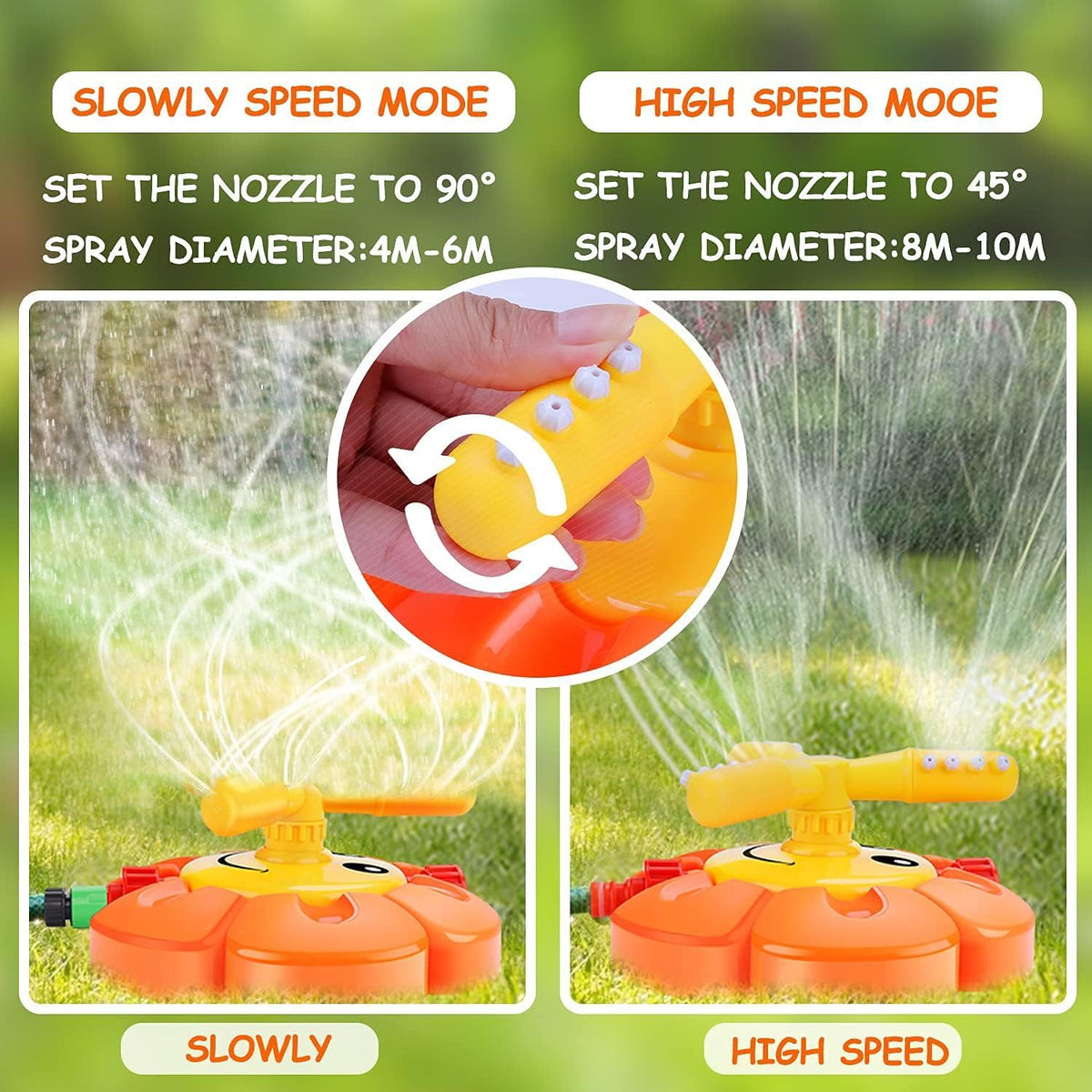 Children's water sprinkler by Everything Baby, 360-degree rotating outdoor toy with hose connection for kids' outdoor play.