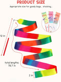 Colorful 12-piece rainbow dance ribbons for kids, 200 cm long, ideal for active play and dance activities by Everything Baby.