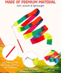 Colorful 12-piece rainbow dance ribbons for children, 200 cm long, ideal for kids' activity and dance play by Everything Baby.