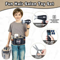 Children's pretend hairdresser toy set with colorful tools and tool belt for kids aged 3 and up, ideal for imaginative play.