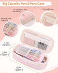 Colorful 44-piece school supplies set with pastel highlighters, gel pens, and pencil case, ideal for kids' school essentials.