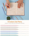 Baby & Kids school supplies set with pastel highlighters, gel pens, and a black pencil case, featuring 44 pieces for students.