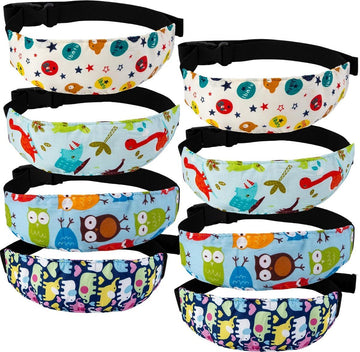 8 Pcs Baby Car Seat Head Support Band, Adjustable Infant Neck Support Strap for Car Seat Stroller Travel, Cartoon Pattern