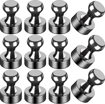 12Pcs Black Refrigerator Magnets Fridge Magnets,Small and Dainty Magnets, Metal Magnets for Fridge, Whiteboard, Office, Classroom, Map, Kitchen