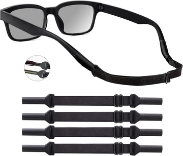 Kids Glasses Strap 4 Pieces Adjustable Toddler Glasses Strap Black Baby Sunglasses Strap Only Kids Eyeglasses Straps and Infant-Eyewear Retainers for Boys and Girls Age 0-3 Years (5-8 Inches) 1