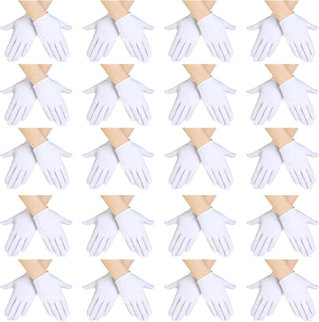 20 Pairs White Gloves Kids Cosplay Costume Cotton Girls Boys Wrist Formal for Halloween Party