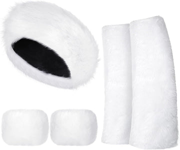 3 Pieces Faux Fur Headband Set Ear Warmer Headwrap Furry Wrist Cuff Leg Warmers Boot Cuff Accessories for Girls