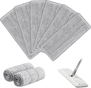 Flat Mop Head Replacement Pads Compatible with Joy-MOOP Mop and Bucket Set, Reusable Washable Squeeze Microfiber Mop Refills for Oshang Bosheng Mop - 13" X 4.9", Grey Only