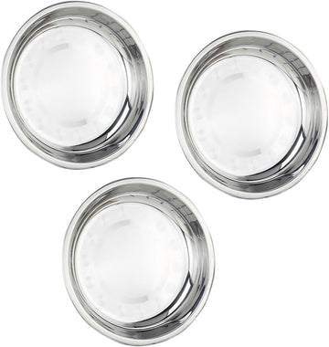 Thin Circular Trinket Tray, 3 Pcs Stainless Steel 7 Inch Diameter Flat Serving Trays for Kitchen, Party and Outdoors (3)