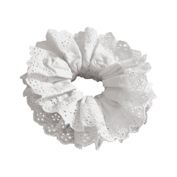 White Scrunchie, Extra Large Lace Scrunchies for Women, 7 Inch Oversized Scrunchie, Satin Big Scrunchies White Hair Ties for Women Girls Thick Thin Hair