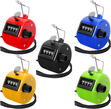 Handheld Mechanical Counter Clicker, 5 Pcs 4-Digital Number Tally Click Counter for School Event Golf Sports Office Stadium