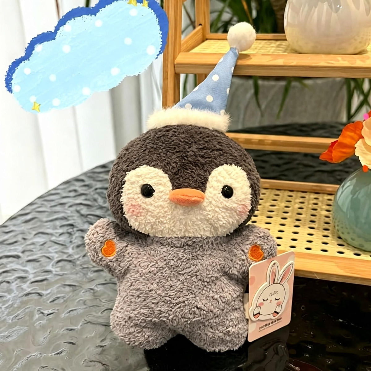 Soft plush penguin toy from the Goodnight Series by Everything Baby, perfect for cuddling and desk decoration.