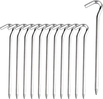 Aluminium Tent Stakes Pegs - 7'' Hexagon Rod Stakes Nail Spike Garden Stakes Camping Pegs for Pitching Tent, Canopies (Silver)