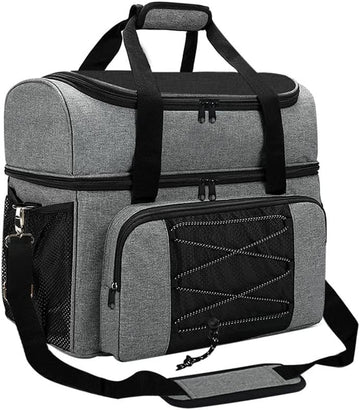 Bowling Bag for 2 Balls Portable Bowling Tote Bag with Padded Ball Holder for Double Ball and Pair of Bowling Shoes up to Mens 16